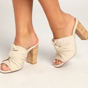 Cork High Heel Mule Sandals